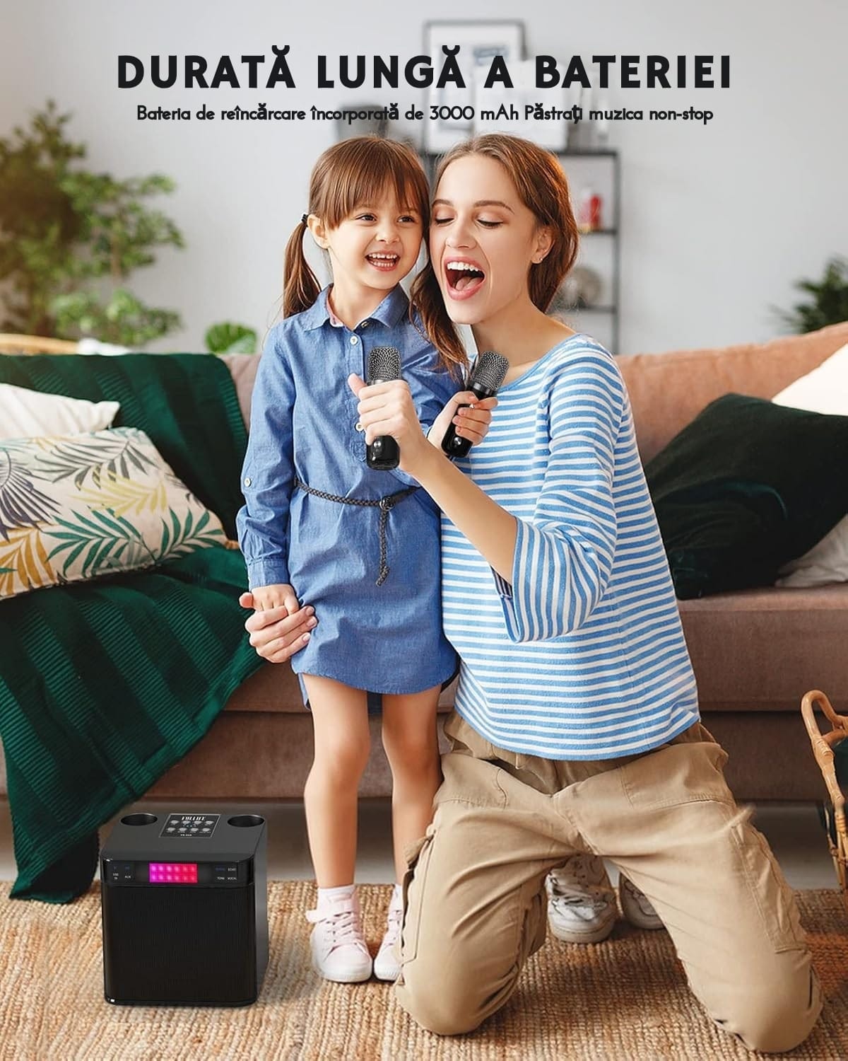 Sistem Audio Bluetooth Karaoke 2 Microfoane Wireless