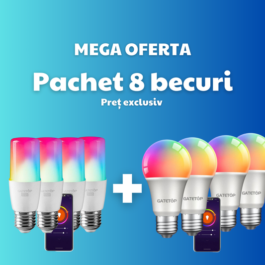 MEGA OFERTA Pachet 4+4 becuri Led RGB