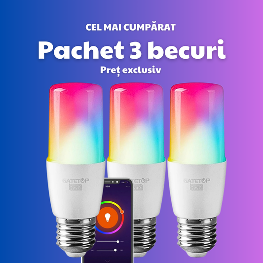 *PACHET 3 BECURI LED RGB* Wi-Fi - Model 2